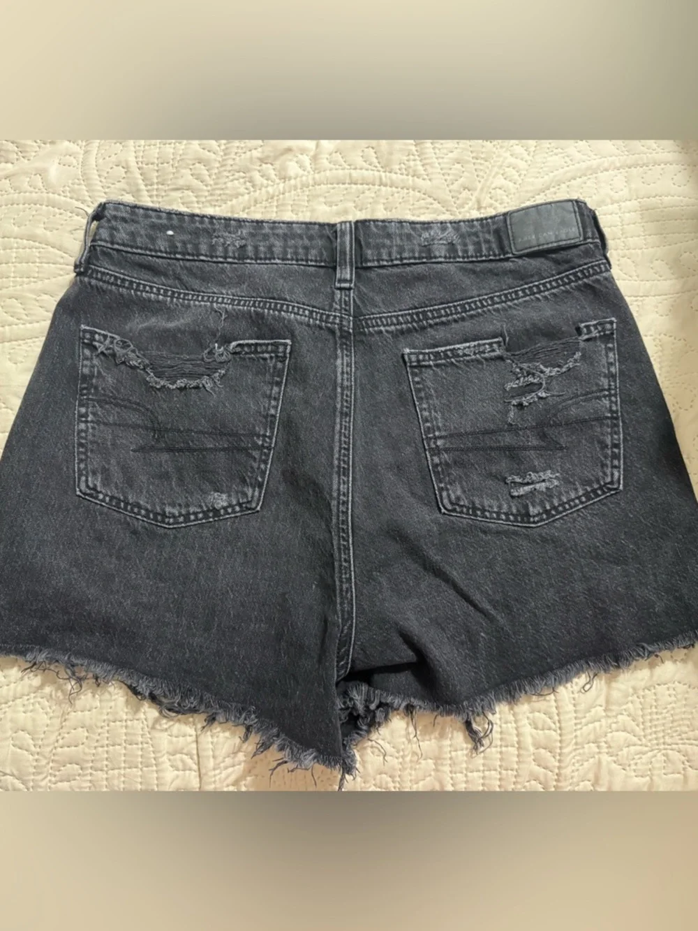 American Eagle Outfitters Distressed Black Denim Cutoff Shorts - Picture 2 of 4